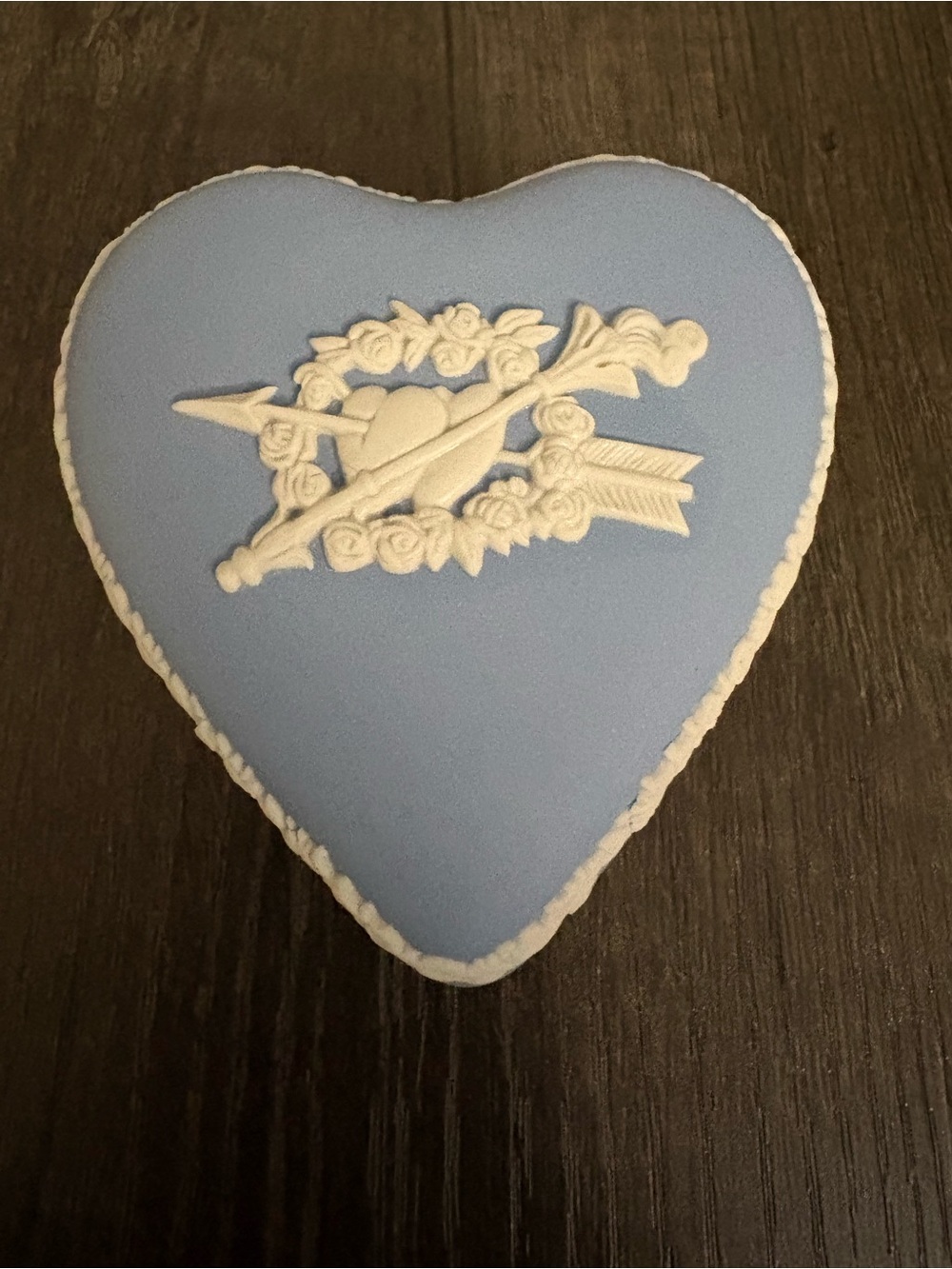 Wedgwood Blue “Heart & Arrows” Heart Shaped Trinket Box